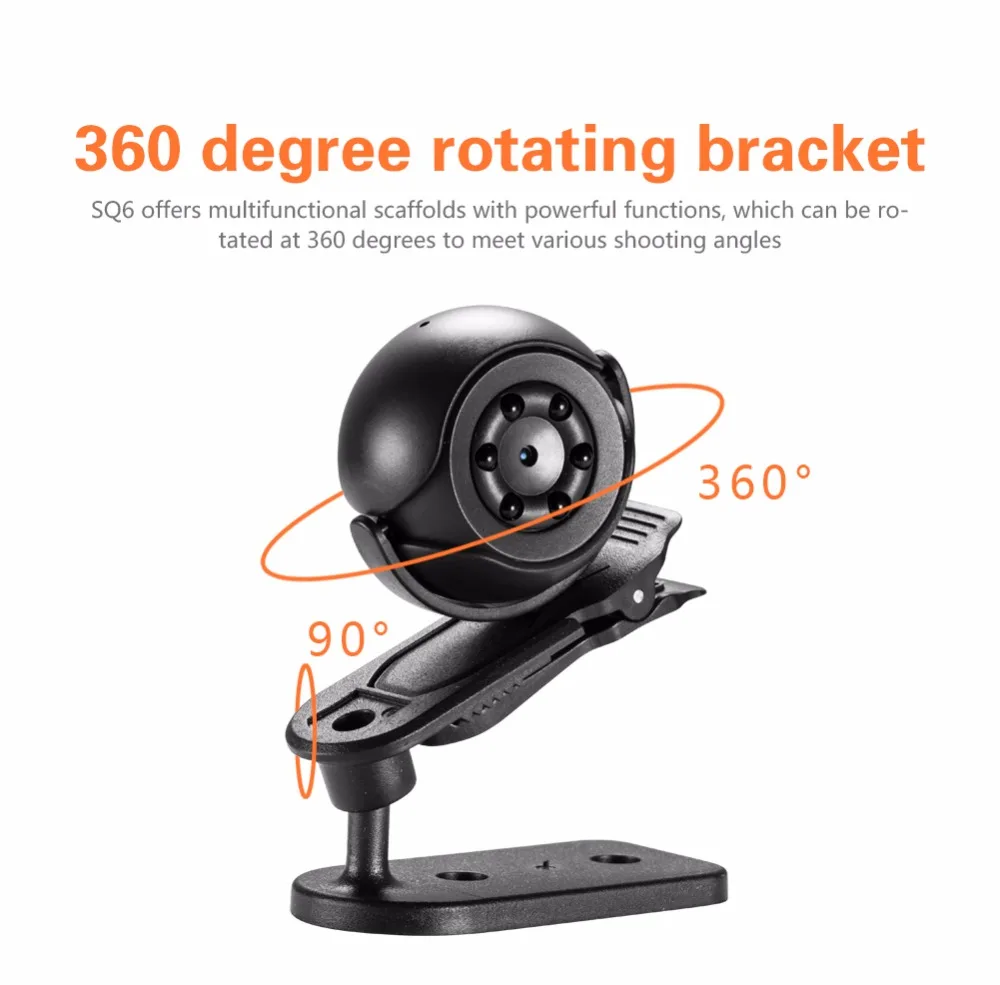 SQ6 мини-камера с датчиком 1080 P, портативная видеокамера для безопасности, маленькая камера ночного видения, Поддержка обнаружения движения, скрытая TFcard pk sq 9