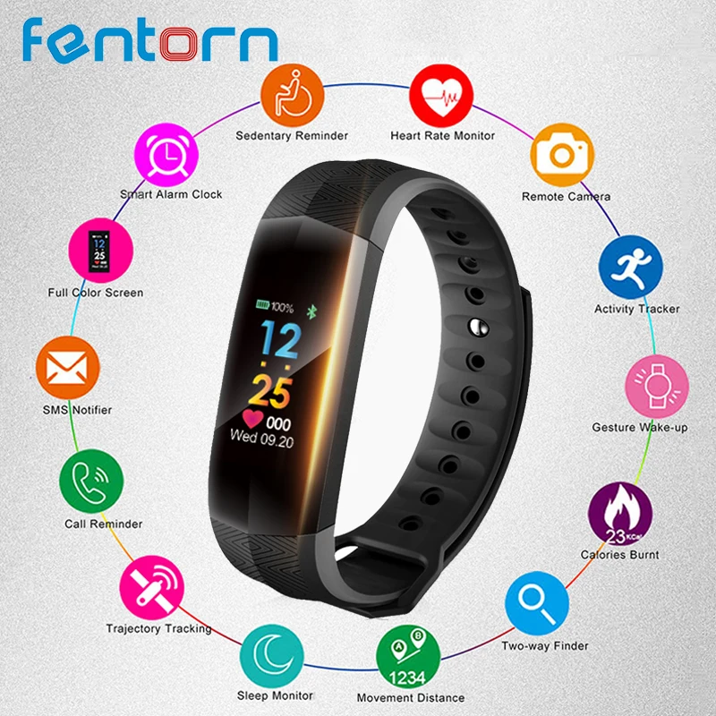 

Fentorn Smart Wristband CD02 with Heart rate monitor Color Screen waterpoof Fitness Tracker Smart bracelet for IOS Android Phone