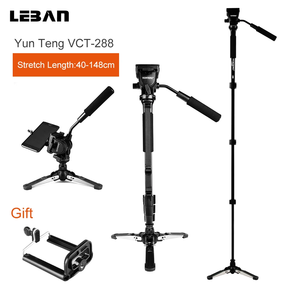 Yunteng C288 Pro Monopod + Fluid Pan Head Ball + DV Unipod