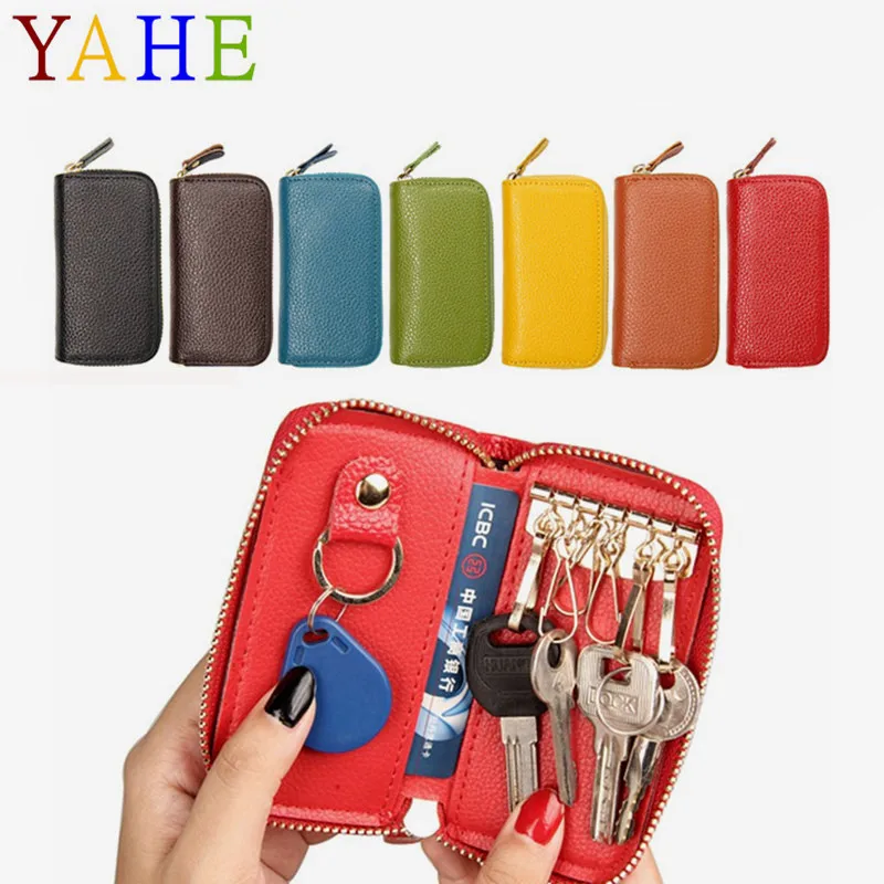

YaHe Mini Key Wallets Women Key Car Holder Fashion Leather Keyschain Multi Function Keys Bag 2018 Designer New Men Keyring Case