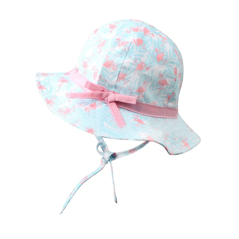 Flamingos Fashion Baby Hat For Girls Cotton Flora Bucket Hat Princess Baby Girls Cap Wide Brim Summer Sun Cap Baby Girl Clothing (5)