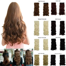 New 27″ long curly synthetic hair clip in half head hair extension 17 colors 150g black brown blonde auburn free shipping