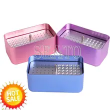 1pcs Aluminum 60 Holes Dental Disinfection Box Autoclave Case For Endodontic Files and Burs Dentist Instrument