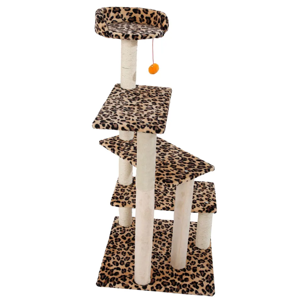 

M13 51" Stable Cute Sisal Cat Climb Holder Cat Tower Leopard Print