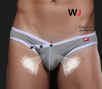 

High-end foreign export WJ Men's underwear Male mesh breathable fast dry briefs Men sexy Low waist detachable underpants 6 color