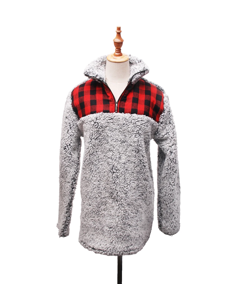 

25PCS Women Buffalo Pullover Sherpa Fleece Swearshirt Autumn and Winter Ladies Plaid Pullover DOM1091173