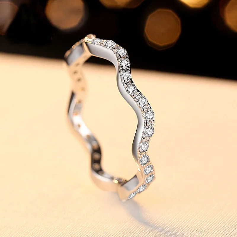 

Infinity Forever Design Genuine 925 Sterling Silver Jewelry Bride Elegant Cubic Zirconia Romantic Marriage Ring for Lover