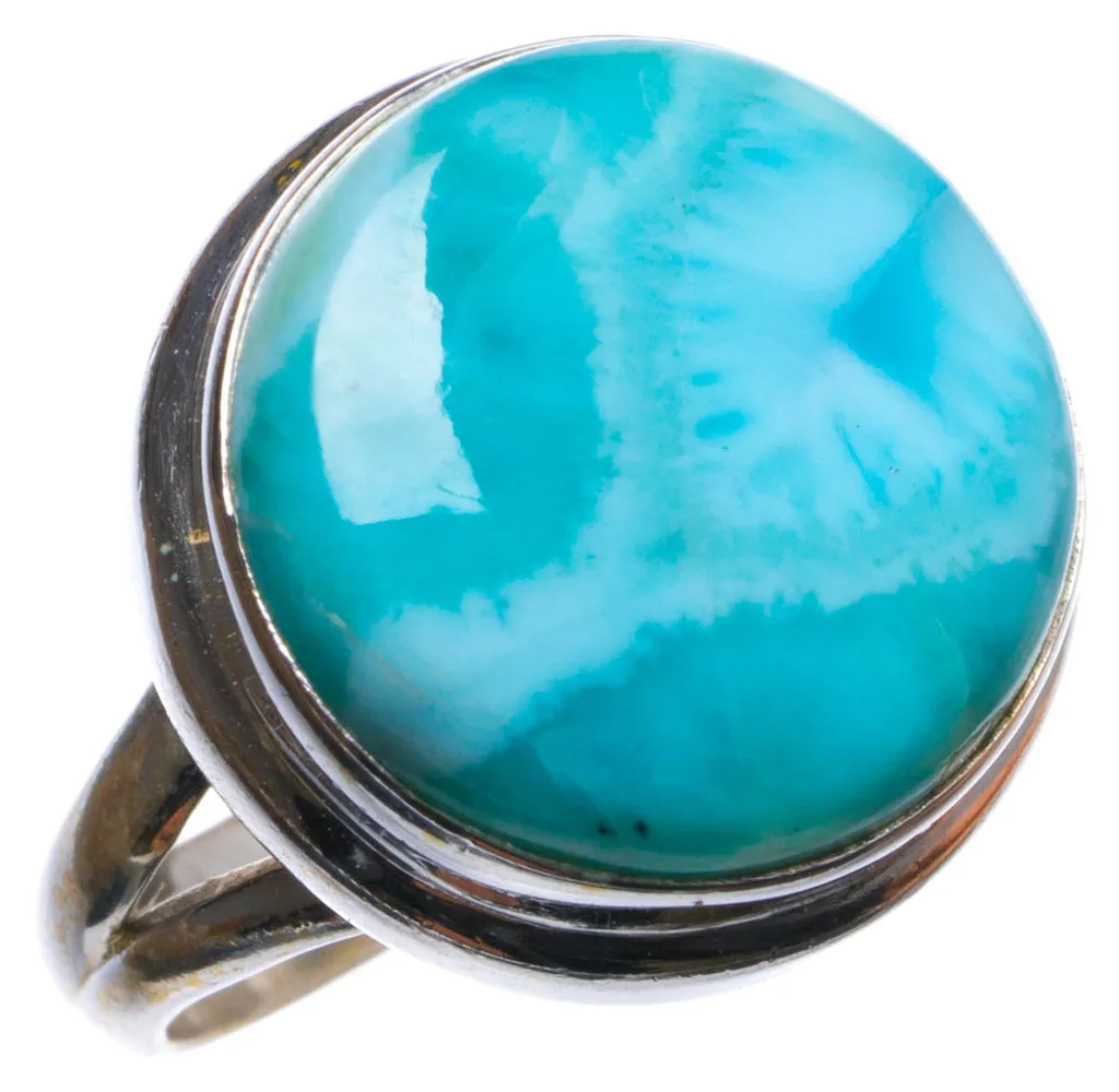 

Natural Caribbean Larimar Handmade Unique 925 Sterling Silver Ring, US size 7 X2618