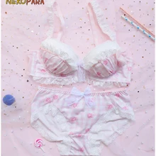 Романтичная Роза, французский стиль, молочный шелк, бюстгальтер и трусики, комплект нижнего белья, пуш-ап, мягкое нижнее белье, комплект нижнего белья, каваи, Лолита, цвет розовый