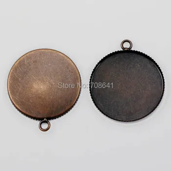 

Blank Round Bezel with Loop Metal Pendant Bases Resin Cameo Cabochons Settings Findings DIY Making Antique Copper tne