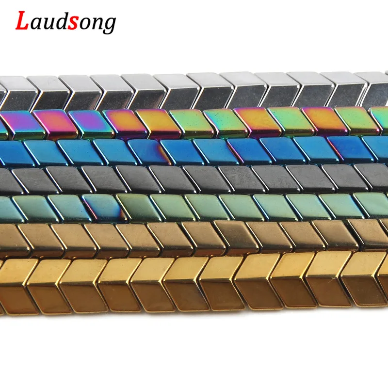 

Gold Silver V Shape Loose Natural Hematite Stone Beads For Necklace Bracelet Spacer Bead Diy Jewelry Making 105Pcs/Strand 3x6mm