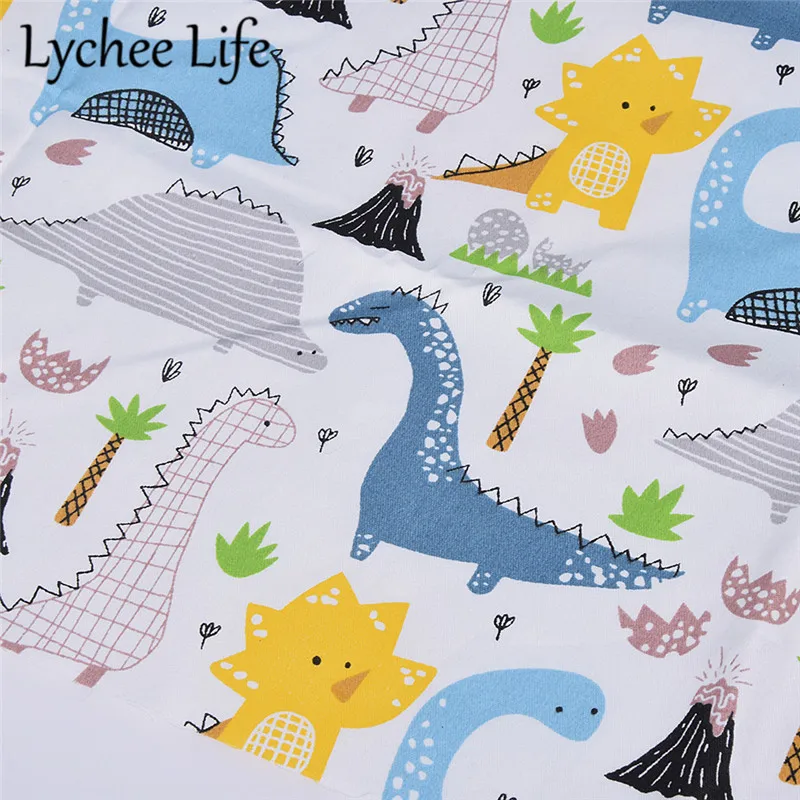 Lychee Life мультфильм Динозавр шаблон печатная ткань 160 см Хлопок Ткань DIY Ручная