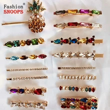 Модные корейские цветные хрустальные геометрические металлические заколки, заколки для волос za для женщин, аксессуары для укладки волос