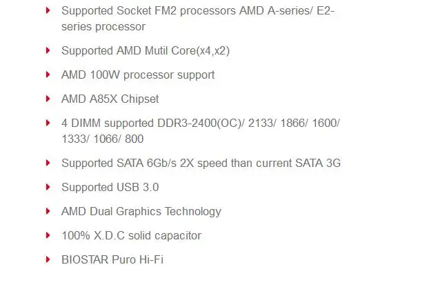 Материнская плата для настольного компьютера BIOSTAR ATX FM2 Hi-Fi A85W DDR3 с поддержкой USB 3,0