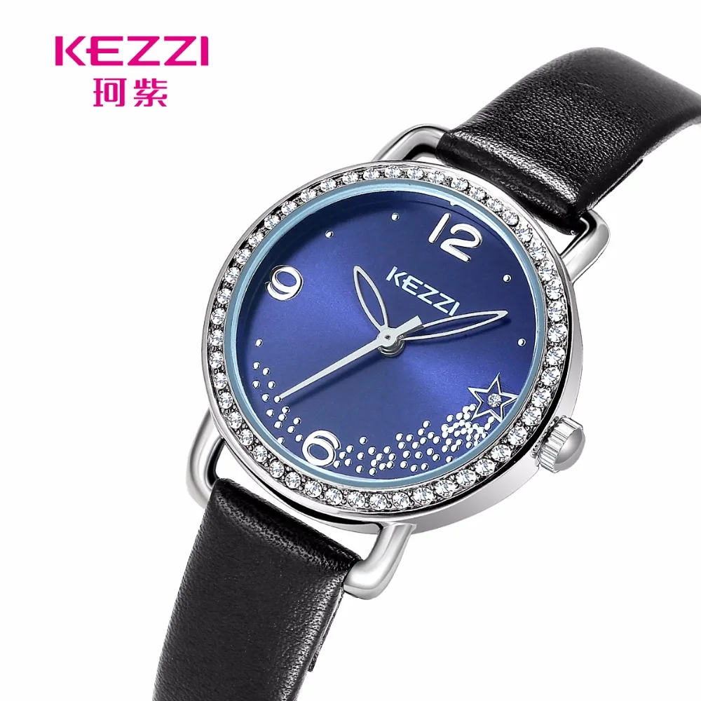 

KEZZI Luxury Brand Watch Women Charming Star Diamond Starry Night Quartz Womens Watches Leather Waterproof Clock montre femme