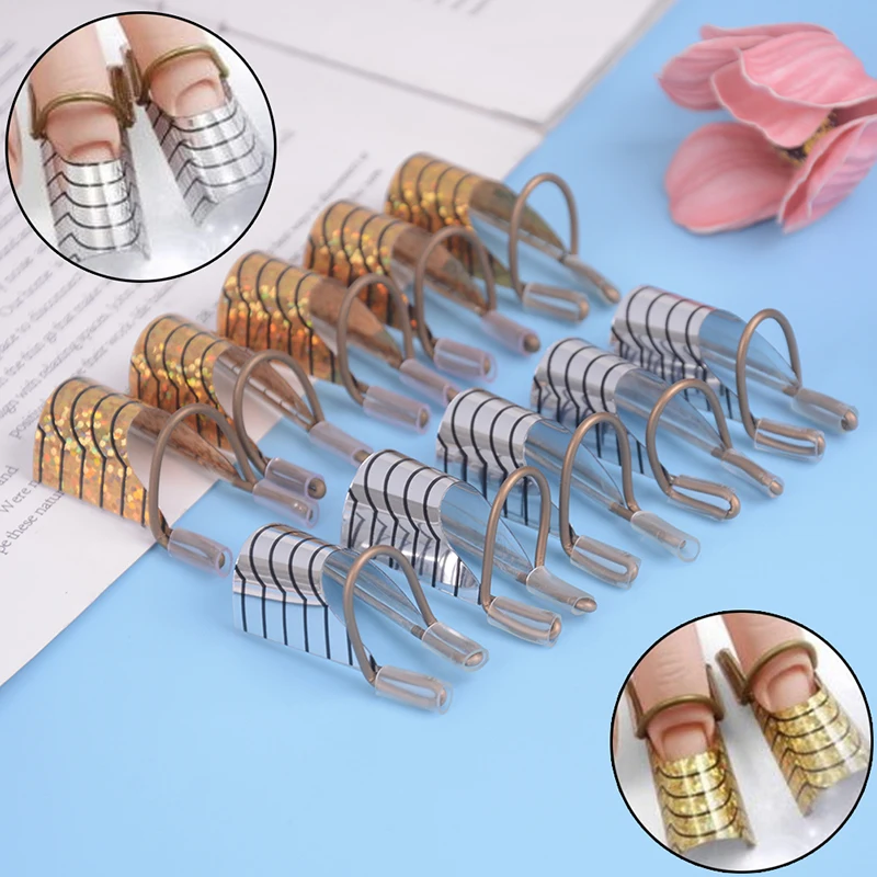 5pcs/set Nail Form Nail Art Nail UV Gel Extension Adjustable Manicure Tool Manicure Aluminum Tray 2 Colors