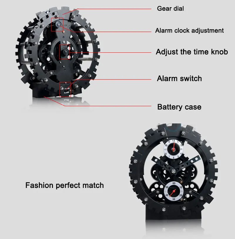 Лучшие продажи движущиеся шестерни настольные часы Механические шестерни настольные часы для украшения дома Ретро Винтажные Reloj Despertador