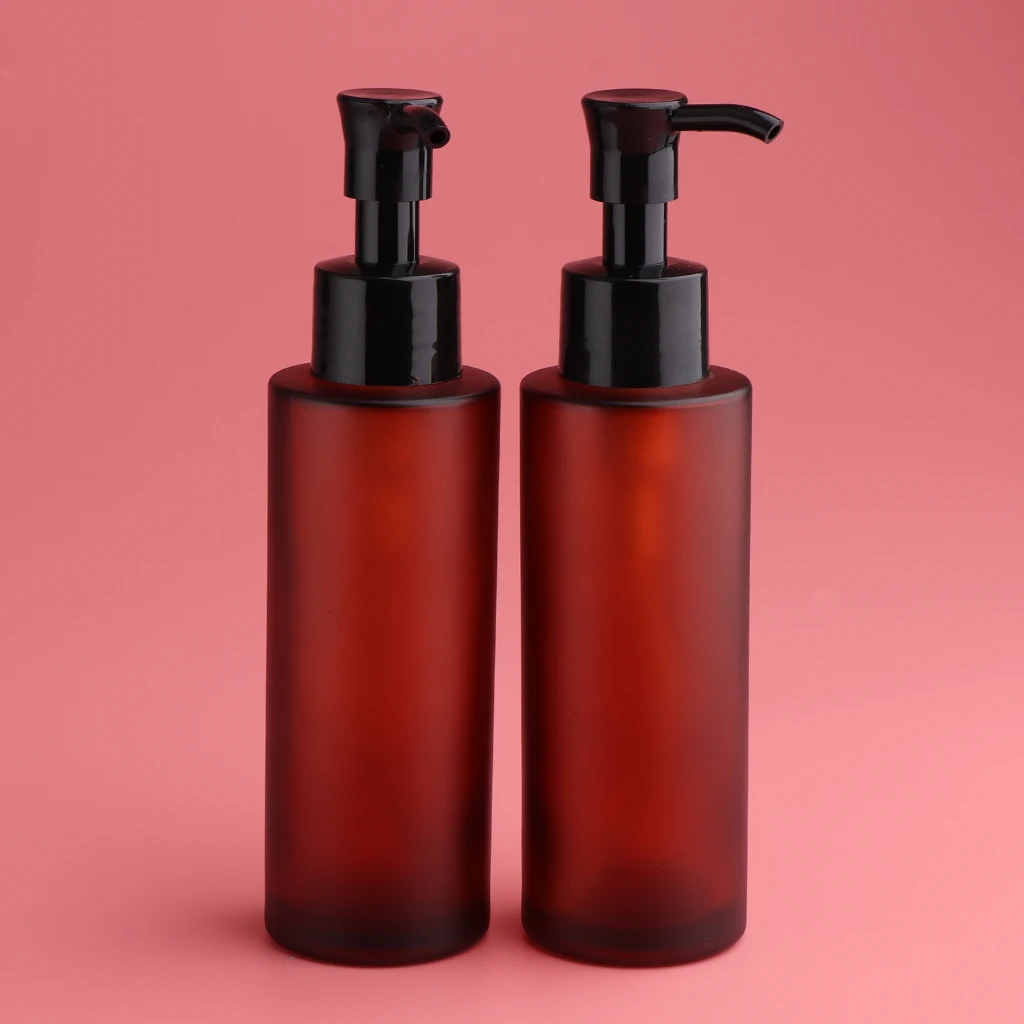 4pcs Empty Glass Pump Bottle Refillable Cosmetic Lotions Bottle 100ml 60ml