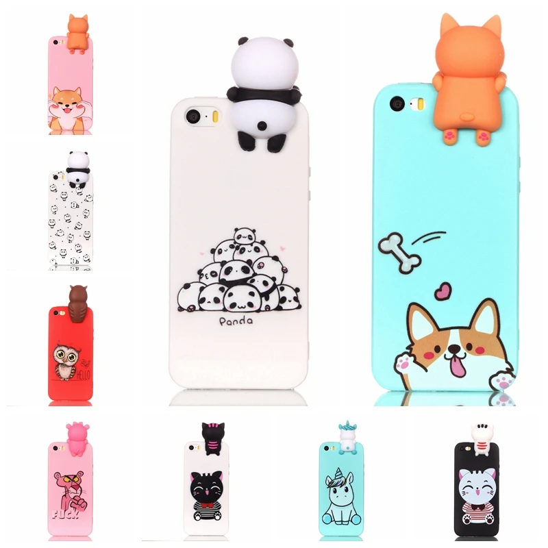 

For Coque iPhone 5S Case 3D Cartoon Toy Owl Panda Unicorn Cat Soft Silicon Back Cover For iPhone 5 SE Case