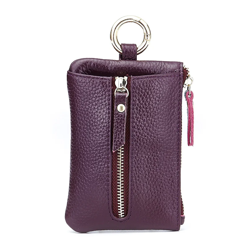 Многофункциональный кошелек из натуральной кожи для ключей, Женский чехол для ключей из воловьей кожи, кошелек для монет, маленькая сумка, высокое качество, для мужчин, дизайнерская - Цвет: Purple