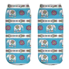 Harajuku богемный для женщин обувь для девочек геометрический цветной слон Low Cut короткие носки башмачки 3D цифровой печати ребра отделкой