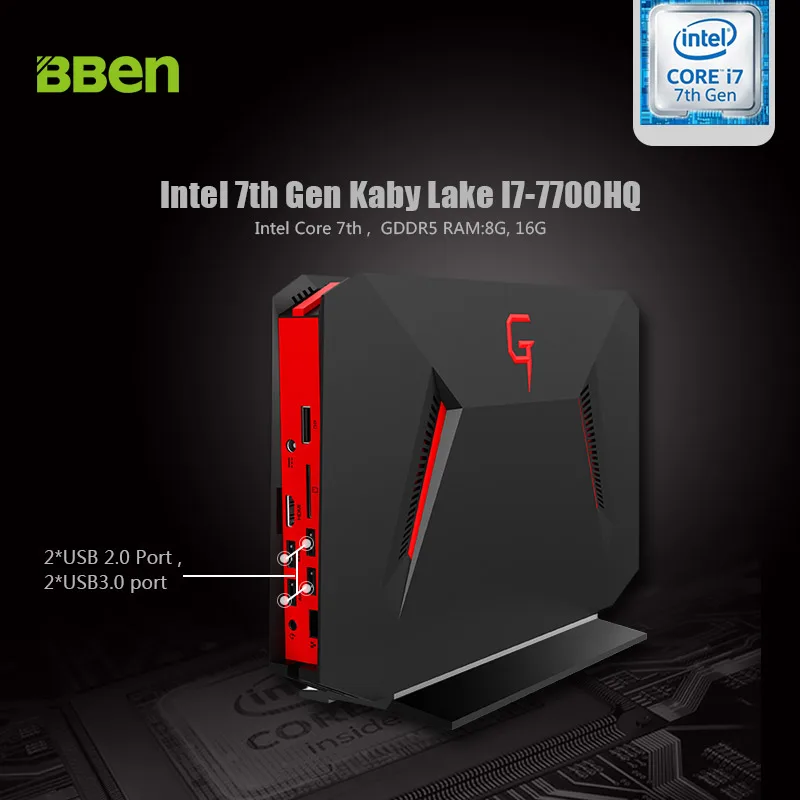 Bben Mini компьютер GB01 Win10 6G GDDR5 графическая карта GTX1060 intel i7 7700HQ 8 ГБ/16 ГБ/32 ГБ ОЗУ 128 Гб/256