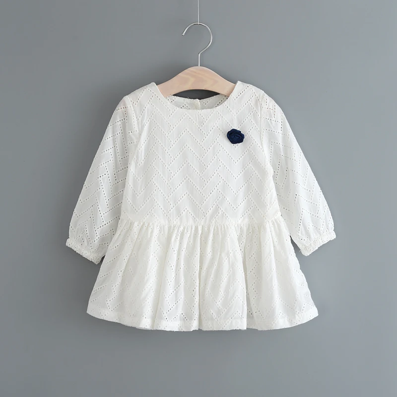

spring autumn Girls Dress school White Full Sleeve casual toddler baby dresses cute kids clothes fashion Children Clothes