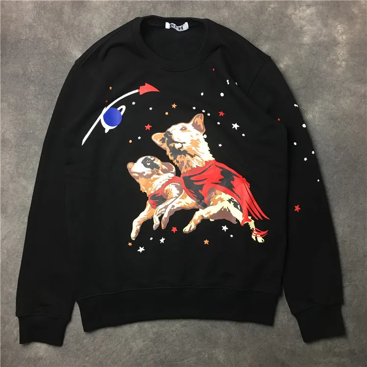 2 Новинка 19ss мужские джентльменские Звездные космические собаки Kenye толстовки с капюшоном бархатный хлопок Drake плотный флис# E69 - Цвет: 2