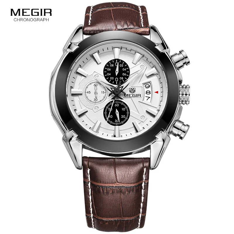 

Classic Leather Chronograph Waterproof Quartz Wrist Watches for Men Brown Black Stopwatch Clock Relogios Masculino Army Man 2020