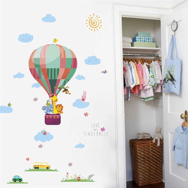 Воздушный шар Жираф Животные наклейки на стену украшение дома гостиная украшения аксессуары для детской комнаты наклейка