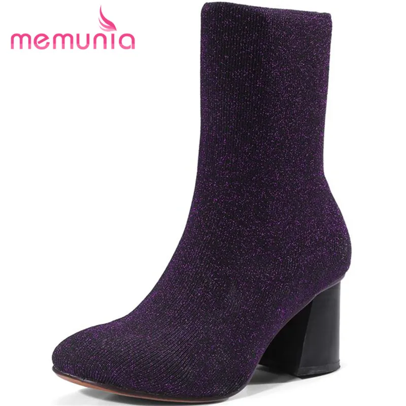 

MEMUNIA new arrive ankle boots for women fashion square toe square heels boots hot sale autumn boots simple female shoes