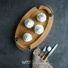 SWEETGO японский деревянный поднос ручной работы в форме эллипса для чая/33/40 см ручка лоток здоровенных-деревянный поддон столик для торта украшения чайная посуда чайный поднос