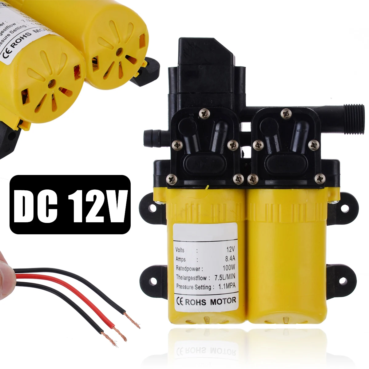 DC 12V 100W Auto Self Priming Water Pump High Pressure Diaphragm Small Safe Pump Boat Caravan Marine Motor