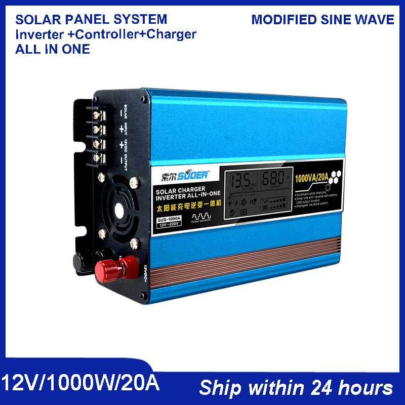 

Solar MSW 1000W Power Inverter with inside Controller DC12 to AC220 Converter with USB/Portable Solar 20A Charger+Controller