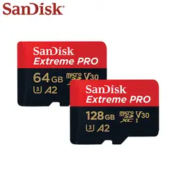 100% Оригинал SanDisk Micro SD карты 128 ГБ 64 ГБ SDXC Class 10 U3 A2 UHS-I V30 Extreme Pro TF карты памяти Microsd карты памяти