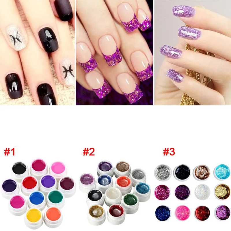 

Acrylic Mix 24 Color 3D Nail Art Painting Drawing UV Gel Polish Kit Glitter Dust Powder DIY Make Up Nails Tool