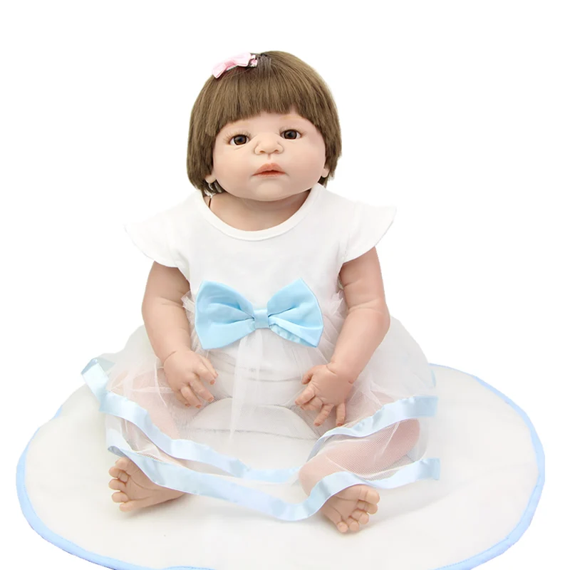 

23 Inch Lifelike Full Body Silicone Reborn Baby Dolls Girl Realistic 57 cm New Born Babies Doll For Children Birthday Gifts