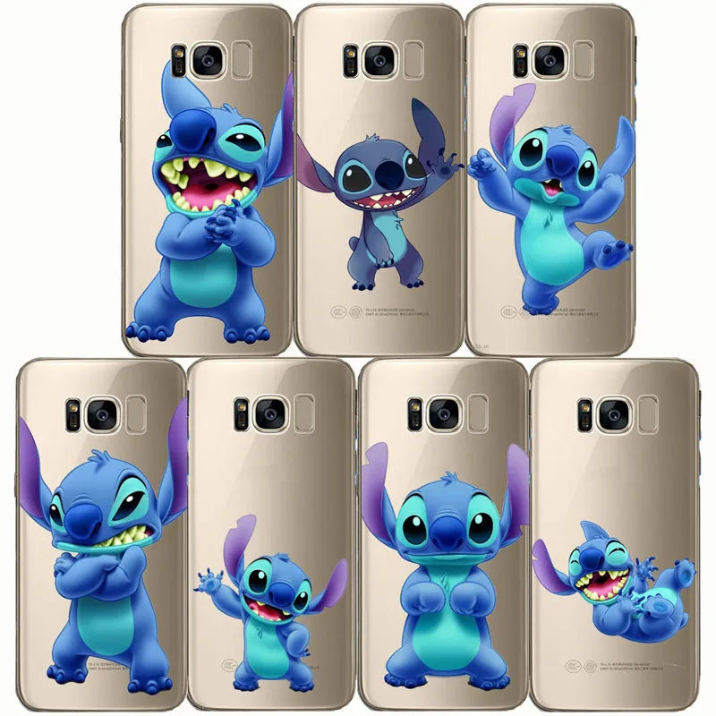 

Phone Case Stitch Funny Cute Cartoon Capa Transparent Silicone Clear TPU Cover for Samsung Note5 8 S8 S9 plus S6 S7 Edge