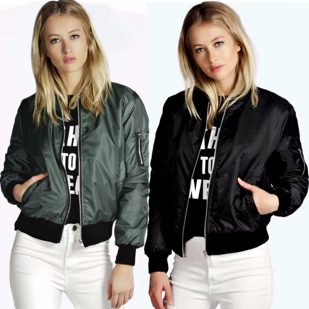 

Fashion Coats Autumn Winter Women Thin Jacket Bomber Long Sleeve Coat Casual Stand Collar Outerwear