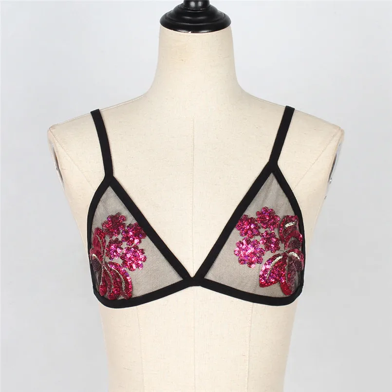 Sexy Lingerie Sexy Women Hollow Out Elastic Cage Bra Applique Halter Tops Bra Bustier  Lingeries 35MY20 (6)