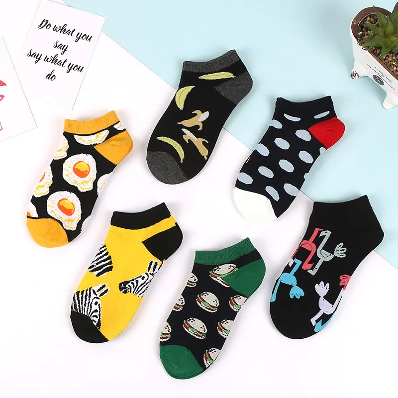 

SP&CITY Summer Cartoon Women Funny Patterned Sock Slippers Cute Food & Fruits Cotton Women Socks Ankle Invisible Harajuku Sox