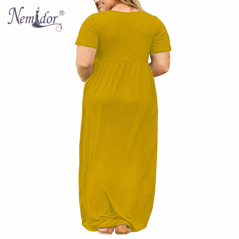 Nemidor,, женское летнее Повседневное платье с круглым вырезом и длинным рукавом размера плюс 7XL 8XL 9XL, винтажное Макси платье с карманами