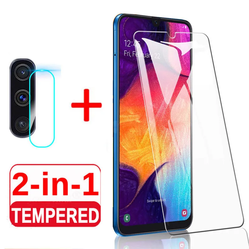 

2-in-1 A 50 Tempered Glass on For Samsung Galaxy A50 Camera Lens Screen Protector Glass Galaxy A50 a 50 Protective Safety Film