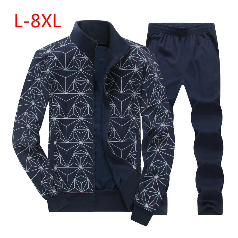

Oversize 8XL Men Print Tracksuit 2019 Men's Clothing Set Autumn Men Sweatshirt+pants 2 Piece Set Male Sportwear Suit