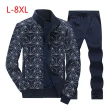Негабаритных 8XL Мужчины Печати Спортивный Костюм 2019 Мужская Одежда Комплект Осень Мужская Толстов
