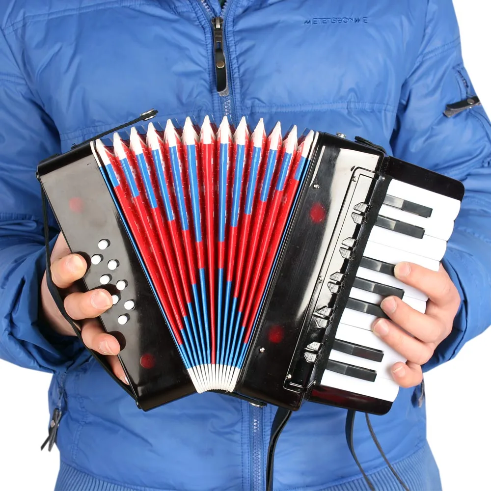 XuBa 17 Key Professional Mini Accordion Educational Musical Instrument for Both Kids Adult red 