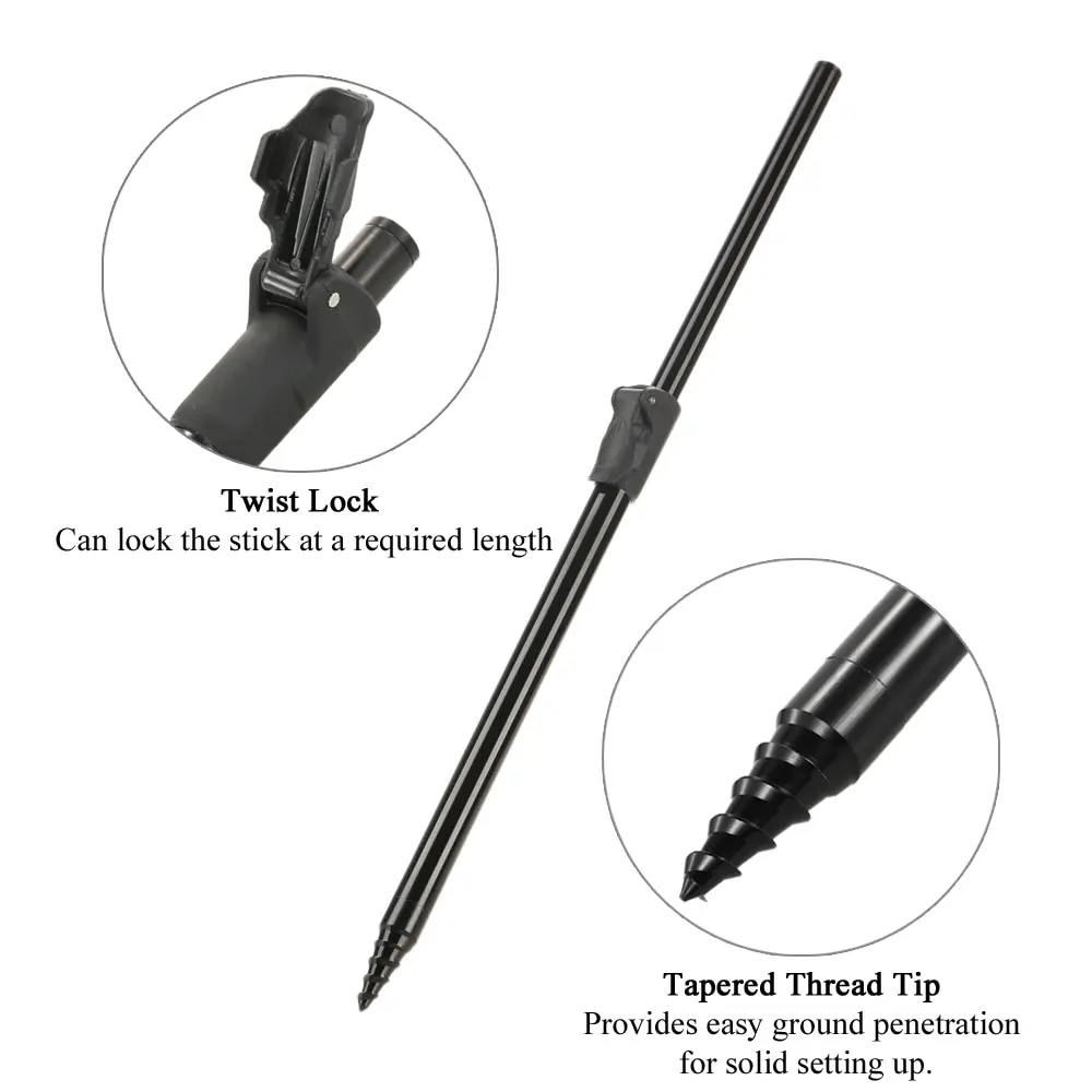 

Adjustable Carp Fishing Bank Stick Extending Aluminum Alloy Fishing Bankstick Fish Rod Pod Rest Black for Bite Alarm