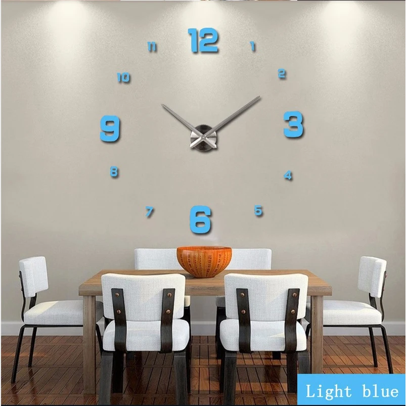 Большие настенные кварцевые часы с 3d наклейками|big wall|big wall clockdesigner clock |