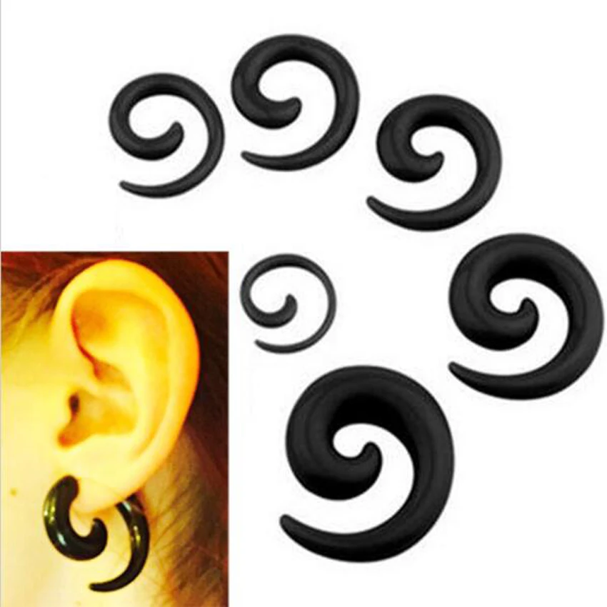 16pcs Ear Expander Flesh Tunnel Earring Carved Snail Spiral Taper Ear