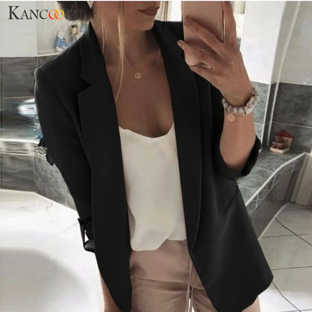 

KANCOOLD coats Women Long Sleeve Blazer Open Front Short Cardigan Suit Coat Jacket Work Office woman coats and jackets 2019JUL15